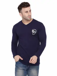 BEYOU FASHION Men Solid V-Neck Cotton Slim Fit T-shirt