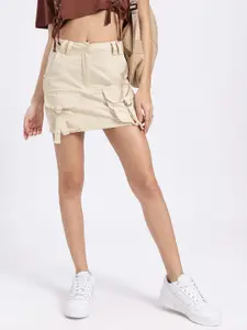 glitchez Cargo-Pocketed Straight Mini Skirt