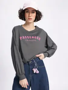 glitchez Self-Design Printed Cropped Sweatshirt