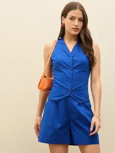 SASSAFRAS Pure Poplin Cotton Waistcoat With Shorts Co-Ords