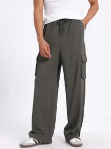 glitchez Men Relaxed Cargo Crew Hem Slit Track Pants