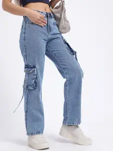 glitchez Women Cargo Style Straight Fit Jeans
