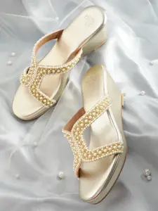 House of Pataudi Ethnic Embellished Wedge Heels