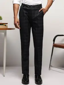 SUBTRACT Men 4 Way Stretch Flex Waist Checked Slim Fit Formal Trousers