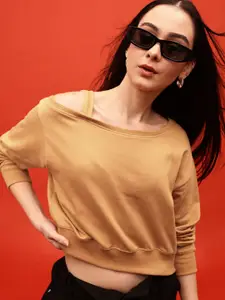 glitchez One Shoulder Oversized Crop Sweatshirt