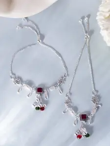 Sangria Silver-Plated Artificial Stones and Beads Anklet