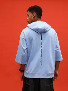 glitchez Typography Print Detail Terry Oversized Hooded Sweatshirt