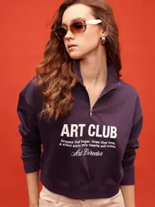 glitchez Printed Mock Collar Oversized Sweatshirt