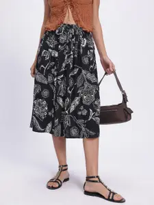 glitchez Floral Enchantment Printed Midi Skirt