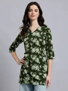 Anouk Rustic Floral Printed Round Neck Three-Quarter Sleeves Straight Kurti