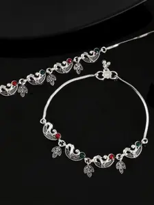 Sangria Silver-Plated Artificial Stones Anklet