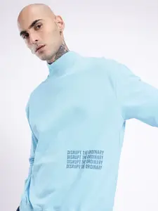 glitchez High Neck Typography Printed Relaxed Fit Sweatshirt
