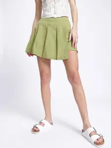 glitchez Asymmetrical Box Pleats Mini Skort