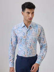 Raymond Abstract Printed Cutaway Collar Full Sleeve Slim Fit Formal Shirt