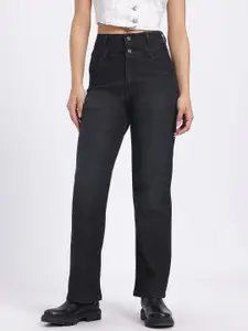 glitchez Women Wide Waistband Straight Fit Jeans