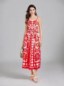 all about you Women Floral Printed Fit & Flare Maxi Dress