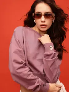 glitchez Cotton Terry Oversized Crop Sweatshirt