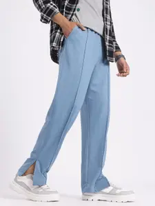 glitchez Men Mid-Rise Relaxed Fit Track Pants with Front Slits