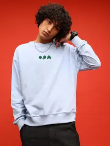 glitchez Printed Cotton Terry Oversized Fit Sweatshirt