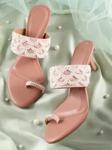 House of Pataudi Ethnic Embellished Kitten Heels