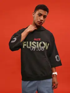 glitchez Typography Print Oversized Terry Sweatshirt