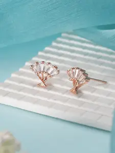 Jazz and Sizzle Rose Gold-Plated American Diamond Studded Contemporary Stud