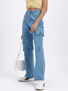 glitchez Women Straight Fit Cargo Style Jeans