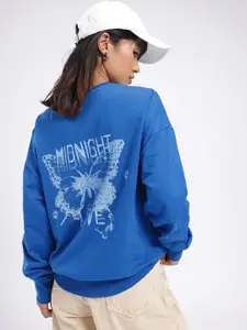 glitchez Printed Cotton Terry Boxy Pullover Sweatshirt