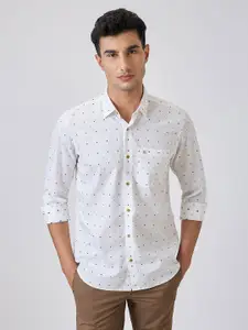 Raymond Polka Dots Printed Cutaway Collar Pure Cotton Formal Shirt