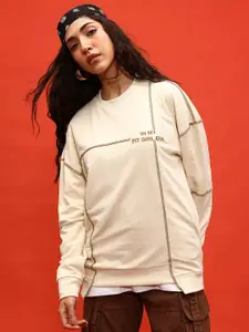 glitchez Drop-Shoulder Sleeves Terry Oversized Sweatshirt