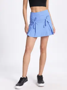 glitchez Relaxed Pleated Detail Cotton-Linen Mini A-Line Skirt