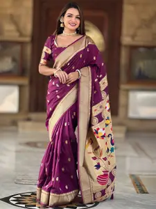 SGF11 Ethnic Motifs Woven Design  Zari Pure Silk Paithani Saree