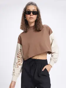 glitchez Contrast Sleeves Boxy Cropped Sweatshirt