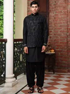 PATR Embroidered Velvet Woven Nehru Jackets