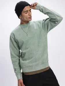 glitchez Washed Oversized Fit Fleece Lined Sweatshirt