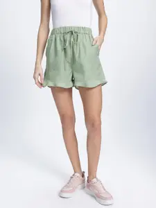 glitchez Women High-Rise Shorts with Fluttered Hem