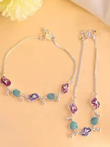 Sangria Silver-Plated Artificial Beads Anklet