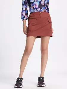 glitchez Utility Cargo-Style Straight Mini Skirt