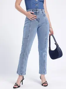 glitchez Women Panelled Mom Fit Jeans