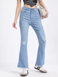 glitchez Women Mildly Distressed Bootcut Fit Stretchable Jeans