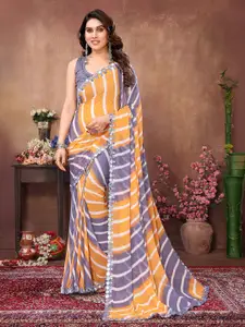 Anouk Leheriya Striped Mirror Work Saree