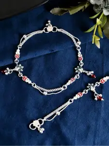 Sangria Silver-Plated Artificial Beads Anklet