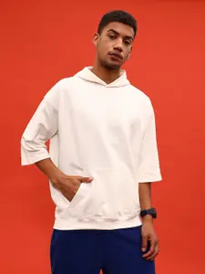 glitchez Typography Print Detail Terry Oversized Hooded Sweatshirt