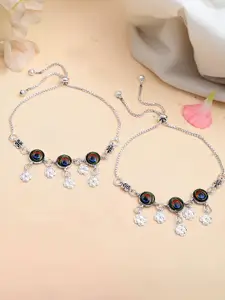 Sangria Silver-Plated Artificial Stones and Beads Anklet