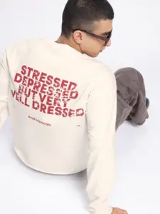 glitchez Typography Printed Oversized Sweatshirt