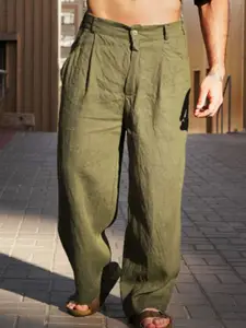 StyleCast x Revolte Men Solid Mid-Rise Regular Trousers