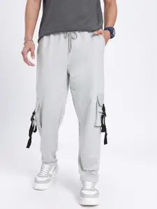 glitchez Men Terry Crew Cargo-Style Relaxed Fit Track Pants