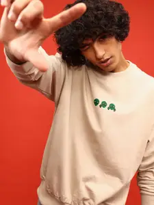 glitchez Printed Cotton Terry Oversized Fit Sweatshirt