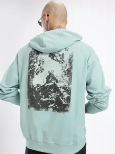 glitchez Printed Cotton Terry Oversized Hooded Sweatshirt