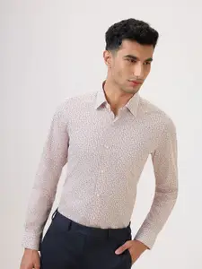 Raymond Men Geometric Printed Pure Cotton Cutaway Collar Formal Shirt